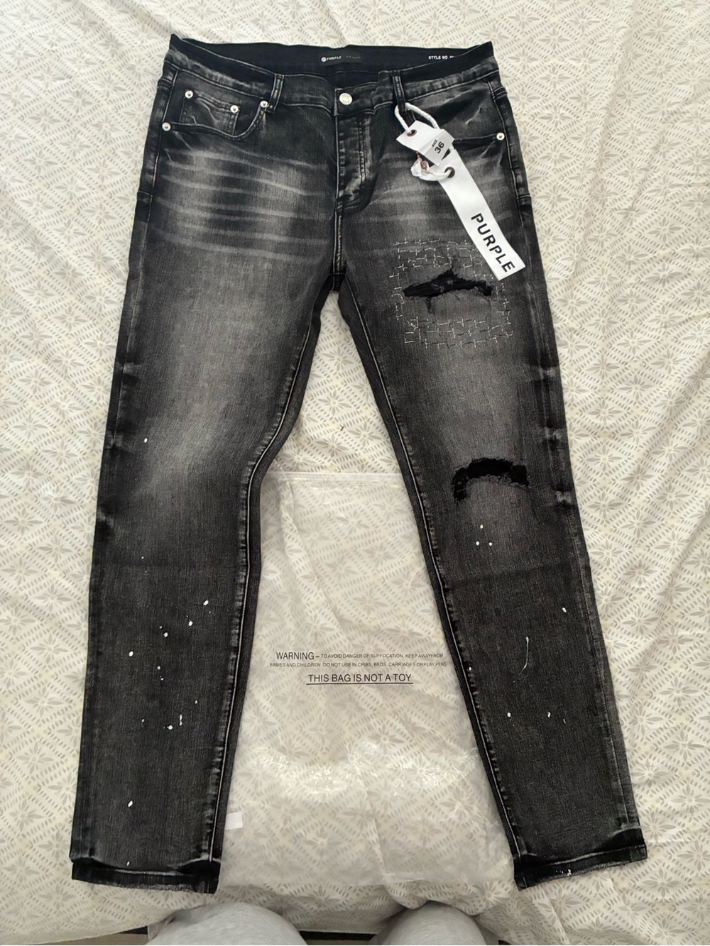 Purple Brand Men's Distressed Black Skinny Jeans
